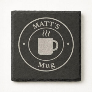 slate coaster with personalised design engraved