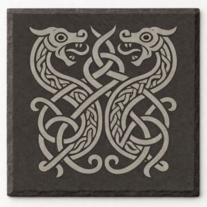 slate coaster with Viking design engraved