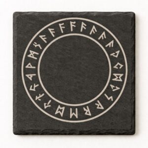 slate coaster with viking design engraved